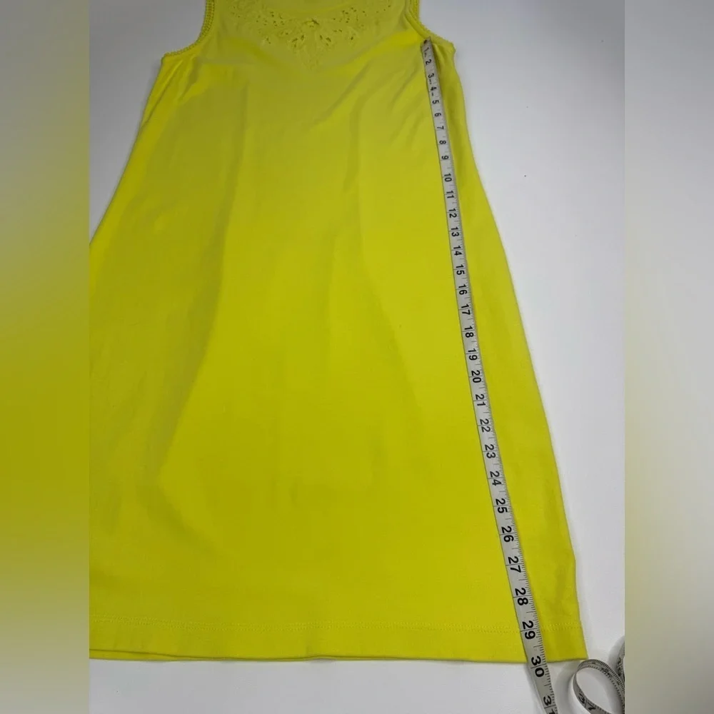 Talbots 100% Cotton Knit Neon Yellow Sleeveless Shift Medium Petite